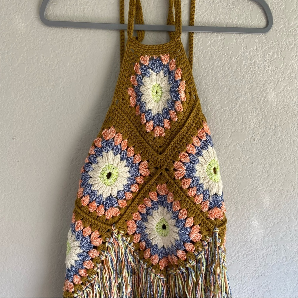 NEW Free People Summer Of Love Cotton Crochet Halter Top Size Extra Small/Small - Picture 5 of 10